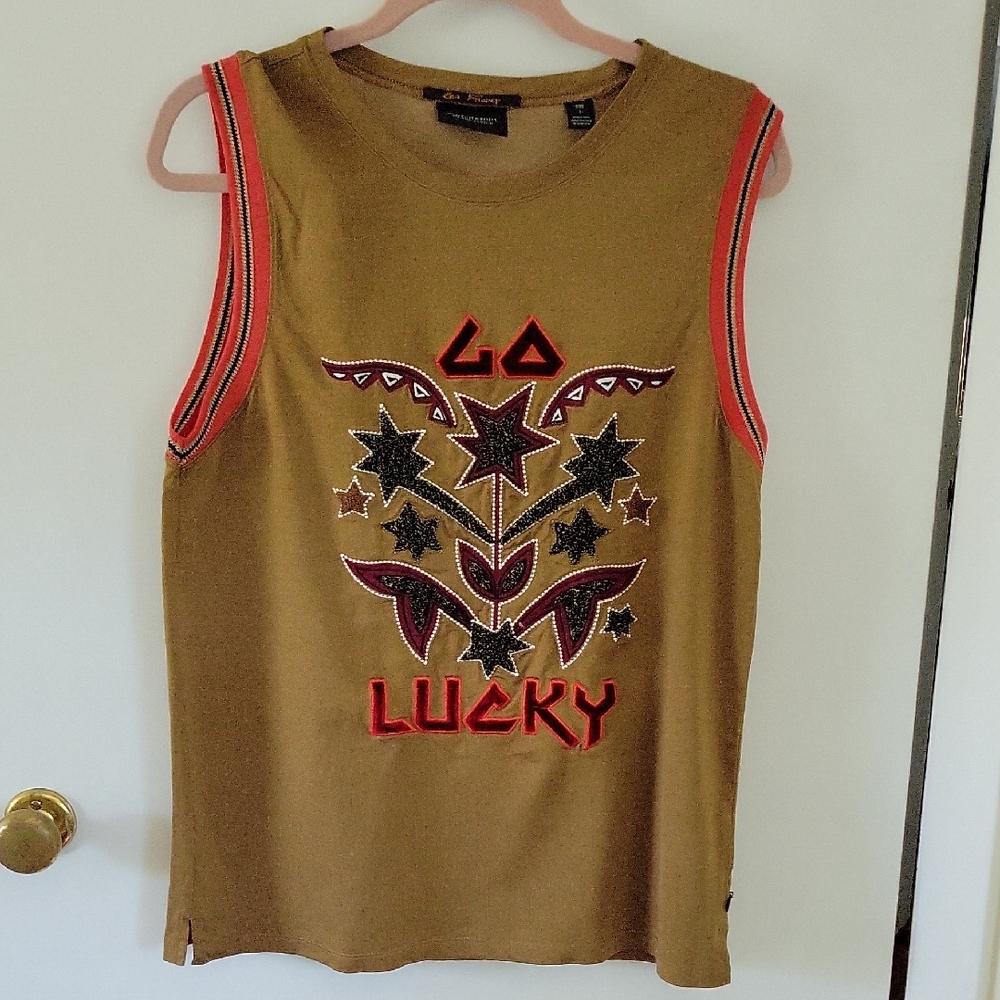 Scotch & Soda Red Gold Graphic Muscle Tee